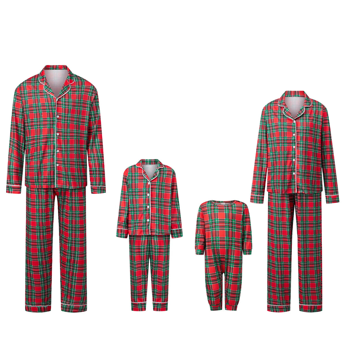 Bright Green Tartan Family Christmas Pajamas