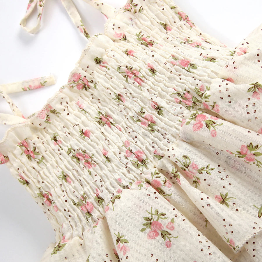 Floral Ruffled Romper Set with Bow Headband for Baby Girls