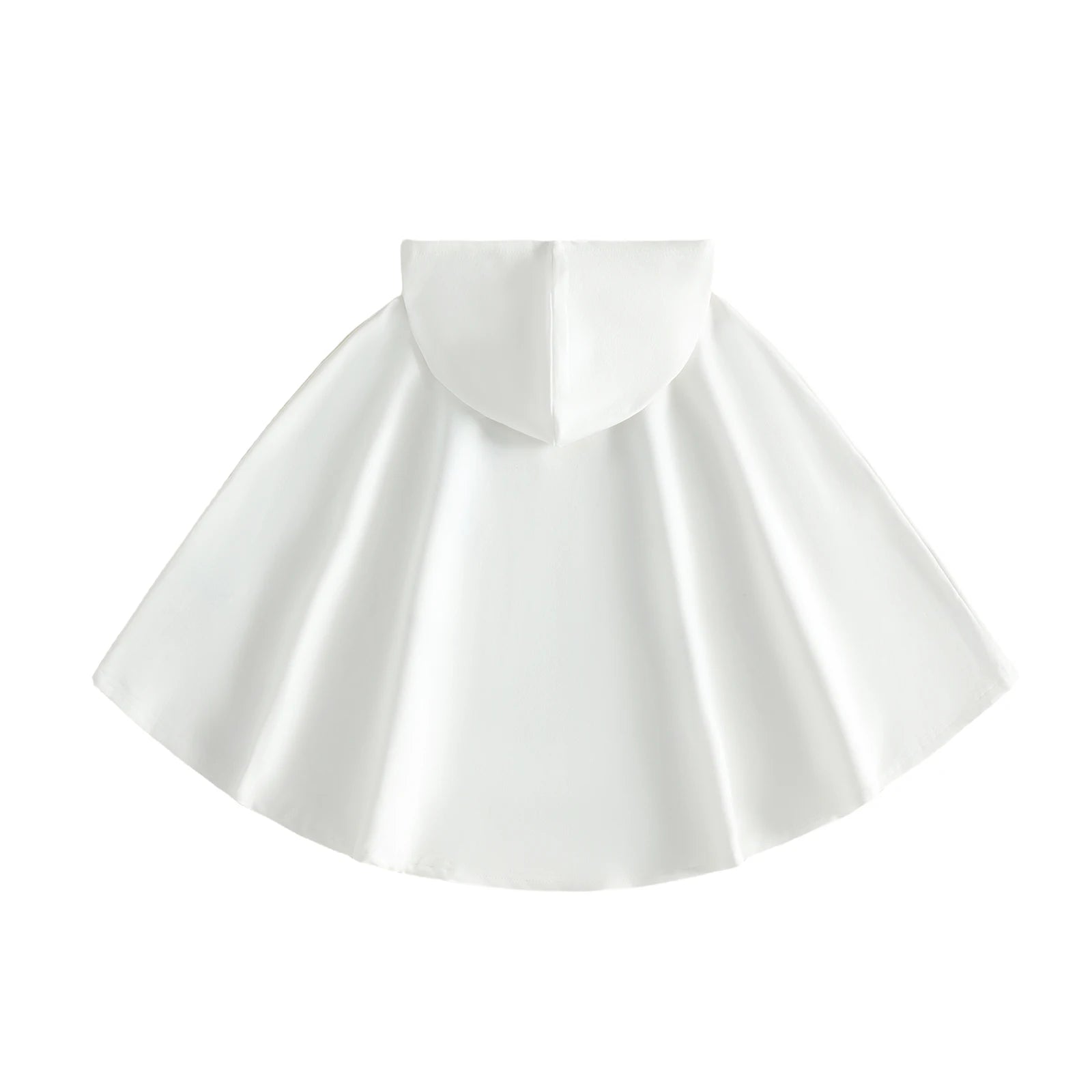 Front and back views of white ghost hooded cape costume