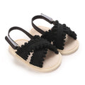 Black Scalloped soft sole baby sandals