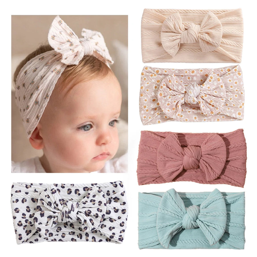 Bow Print Baby Headband Set for Baby Girls