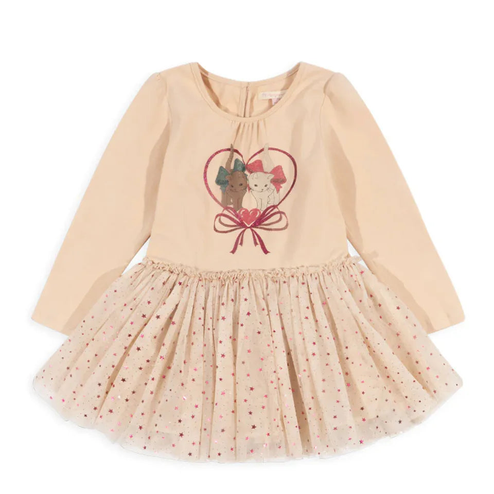 Girls' summer princess dress with short sleeves and O-neck collar