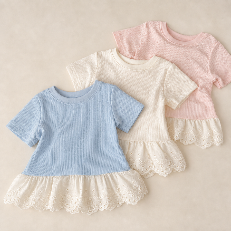 Aveline Lace-Hem Cotton Tee — GentleNest Co