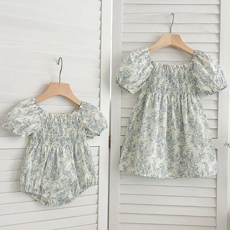 Belle Margaux Floral Blue Romper