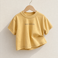 Yellow Have a Nice Day Short Sleeve Tee on a wood hanger