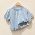 Blue Have a Nice Day Short Sleeve Tee on a wood hanger