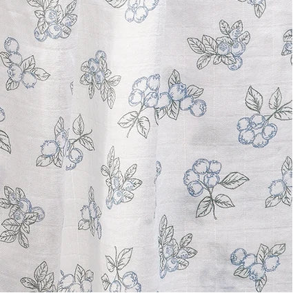 Blue Floral Bamboo Muslin Swaddle Blanket, product view 2