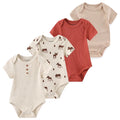 Reindeer print ribbed baby bodysuit 4-pack