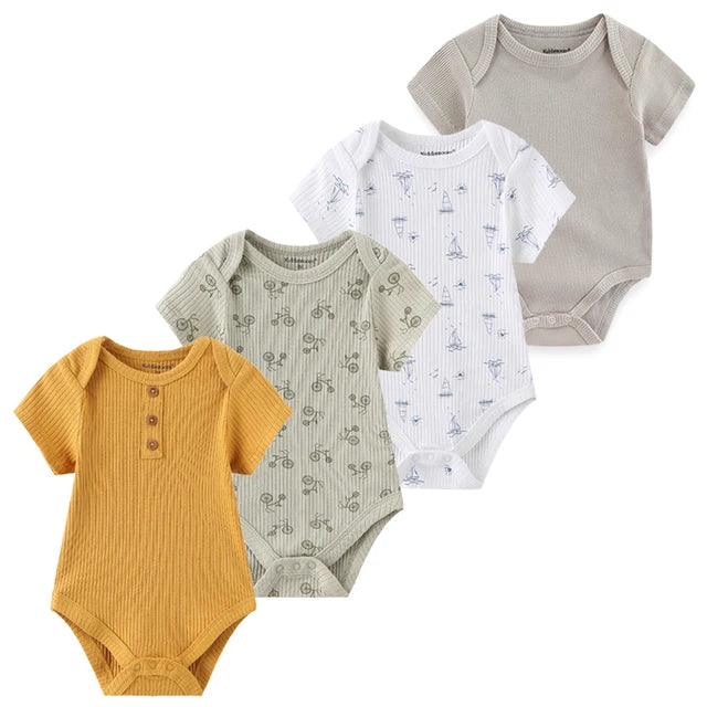 Earth palette ribbed baby bodysuit 4-pack