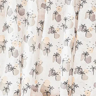 HappyFlute Bamboo Cotton Muslin Swaddle Blanket – Soft Multi-Use Baby Wrap, Printed, 120 x 110 cm / 47.2 x 43.3 in - Palm Trees