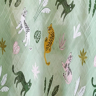 Sage Jungle Cats Bamboo Muslin Swaddle Blanket, product view 2